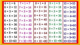 Maths Tables  Learn Table of 6  7  8  9 and 10 Multiplication Table 6 7 8 9 aur 10 Pahada [upl. by Moselle]