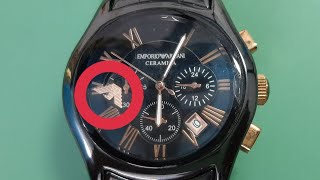 EMPORIO ARMANI Fixing a Loose Dial Logo and Battery Change  SolimBD [upl. by Ahseei479]