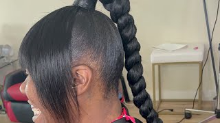 Ponytail with bangs amp Braid  Afreezm Braid  Alopecia Client  Tutorial [upl. by Eniamrahc]