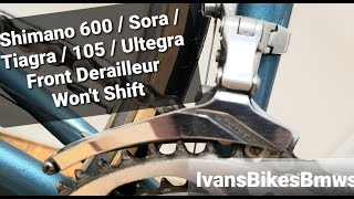 Shimano Sora  Tiagra  105 Front Derailleur Wont Shift Down On Smaller Chain Rings  4K [upl. by Airahcaz]