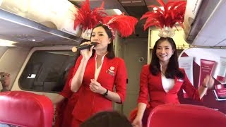 AirAsia Hostesses Sing Safety Routine [upl. by Winstonn]