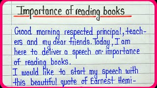 Speech on importance of reading books in english  Benefits of reading speech [upl. by Dodwell]