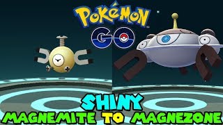 Evolving SHINY MAGNEMITE TO SHINY MAGNEZONE IN POKEMON GO [upl. by Anitsirc]