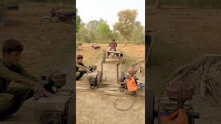 Diesel engine starting with bike cart trolley help new experiment video unitedstates [upl. by Cirad13]