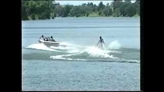 Water skiing freestyle tricks on slalom [upl. by Leasia]