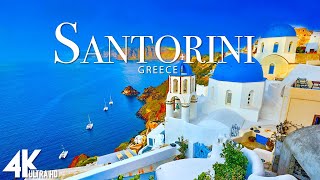 FLYING OVER SANTORINI 4K UHD  Relaxing Music Along With Beautiful Nature Videos  4K Video HD [upl. by Neyugn]