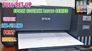 EPSON ECOTANK L3210 PRINTER  Full Setup Unbox InkFilling Print amp Installation Good for Business [upl. by Haroved]