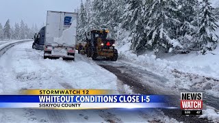 Storms wind snow caused I5 closure in Northern California Southern Oregon [upl. by Nylaf]