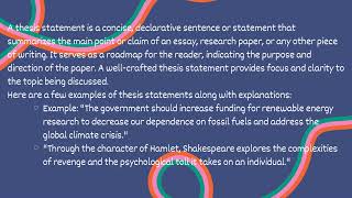 What is THESIS STATEMENT Definition with Examples Urdu  Hindi [upl. by Younglove]