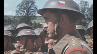 Czechoslovakian soldiers during WW2 in color footage [upl. by Lerraf]