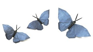 Origami Butterfly tutorial Hideo Komatsu 折り紙 蝶 оригами бабочка Schmetterling mariposa [upl. by Ardnekan]