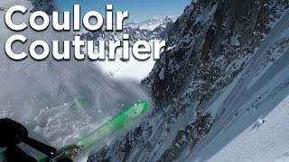 Couloir Couturier Voie Washburn Aiguille Verte ski de pente raide alpinisme Chamonix MontBlanc [upl. by Lacey682]