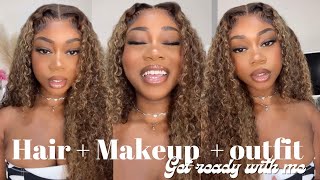 FULL CONCERT GRWM 😍 BLONDE HIGHLIGHT CURLY WIG BEGINNER SOFT GLAM amp OUTFIT FT CURLY ME HAIR [upl. by Ahsielat]