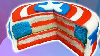 HOW TO MAKE A CAPTAIN AMERICA CAKE  NERDY NUMMIES [upl. by Cilka]