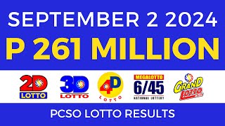 Lotto Result Today 9pm September 2 2024  PCSO Complete [upl. by Enomad]