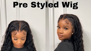 BÈL BAGAY NÈT WI  PRE BRAIDED WIG STRAIGHT OUT OF THE BOX INSTALL  WIGGINS HAIR REVIEW [upl. by Etnahs]