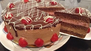 Tort cu crema de ciocolata Mascarpone si mousse de capsuni Strawberry Chocolate Mousse Cake [upl. by Suravart]