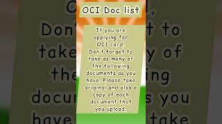 Overseas Citizen of India card  OCI card  document check list [upl. by Oiligriv]