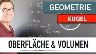 Kugel  Oberfläche  Volumen  Oberfläche und Volumen einer Kugel berechnen  Rotationskörper [upl. by Starks]