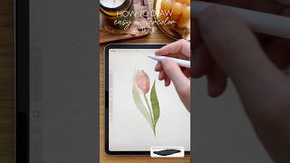 Easy Watercolor Let’s Draw a Tulip 🌷 Brushes Wet on Wet Watercolor Brushes ✏️ procreate drawing [upl. by Nerrol667]