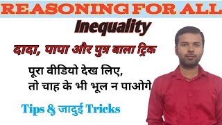 Reasoning Inequalities  Inequality Best TrickConcept  SBI Clerk POIBPSRRBBank ExamNTPCSSC [upl. by Arihsan]