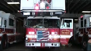 Miami Fire Rescue Ladder 1 lights walk around FL  82012 [upl. by Neff]