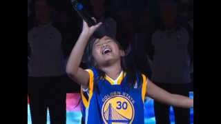 Nayah Damasen 8 year old National Anthem for Golden State Warrior [upl. by Harlan138]