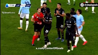 🟥 Yerry Mina Michel Adopo SENT OFF with CRAZY RED CARD vs Lazio  Lazio vs Cagliari Highlights [upl. by Annaiviv]