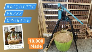 Free heat from sawdust Briquettes  press upgrade  Over 10k made [upl. by Timofei991]