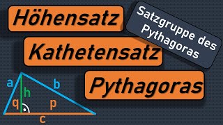 Satz des Pythagoras Kathetensatz Höhensatz Satzgruppe des Pythagoras rechtwinkliges Dreieck [upl. by Naejamron914]