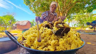 African Village Life Cooking Most Delicious Traditional Food  Cooking Pilau With Beef Meat [upl. by Metabel]