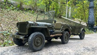 Rochobby 112 MB Scaler jeep quarter  ton cargo trailer off road test [upl. by Sievert]