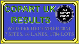 COPART UK AUCTION RESULTS FOR WED 131223 [upl. by Dahlia]