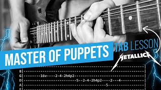 Master Of Puppets Guitar Solo Lesson  Metallica with tabs [upl. by Esiole]