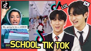 Korean Teenagers REACT TO  AMERICAN SCHOOL TIKTOK [upl. by Eisseb533]