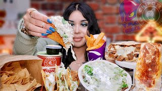 CHIPOTLE BURRITO BOWL TACO BELL DORITOS LOCOS TACOS GRILLED CHEESE BURRITO CHIPS ASMR MUKBANG [upl. by Landers82]