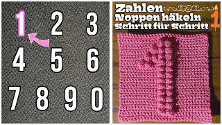 1   Zahlen Noppen häkeln  Schritt für Schritt  Anleitung  Babydecke  Babynamen  DIY [upl. by Noseyt]