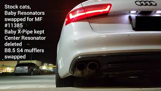 Audi C7 A6 30T Custom Exhaust SOUNDS WILD Feat 034 Crackle Overrun and Gutted Cats [upl. by Ringsmuth]