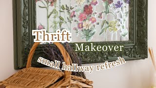 Thrifted makeover for a small hallway decor refresh  floral cottage core diy 🌸 [upl. by Gnaw]