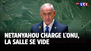 Netanyahou charge lONU la salle se vide [upl. by Divod]