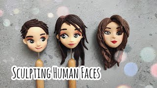 How to Sculpt Human Face  Cold Porcelain Clay  Fondant Faces  Clay Craft Ideas [upl. by Lundeen]