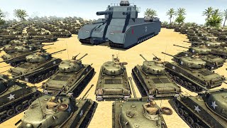 P1000 RATTE VS 100 Sherman Tanks  Men of War WW2 Mod Battle Simulator [upl. by Anelrad]