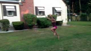 PERFECT ROUNDOFF BACK HANDSPRING TUCK ON GRASS [upl. by Rumery]