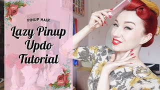 Lazy Pinup Updo Hair Tutorial [upl. by Ynittirb132]