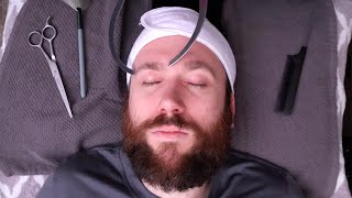 ASMR Insanely Stimulating Eyebrow amp Beard Measuring Trimming Massage [upl. by Epillihp857]