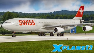 XPLANE 12  AIRBUS A340300 SWISS ZURICHMALLORCA [upl. by Lohcin]