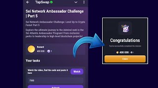 Sei Network Ambassador Challenge  Part 5  Tapswap Code [upl. by Born]