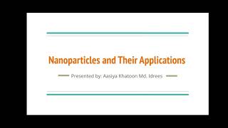 Nanoparticles and their applications [upl. by Odab]