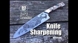 DIY Easy 2x72 grinder Knife Sharpening by BergKnifemaking [upl. by Darmit]