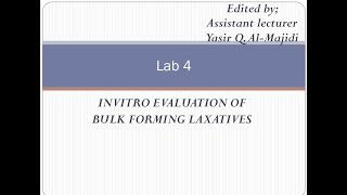 Invitro evaluation of bulk forming laxatives [upl. by Eat]